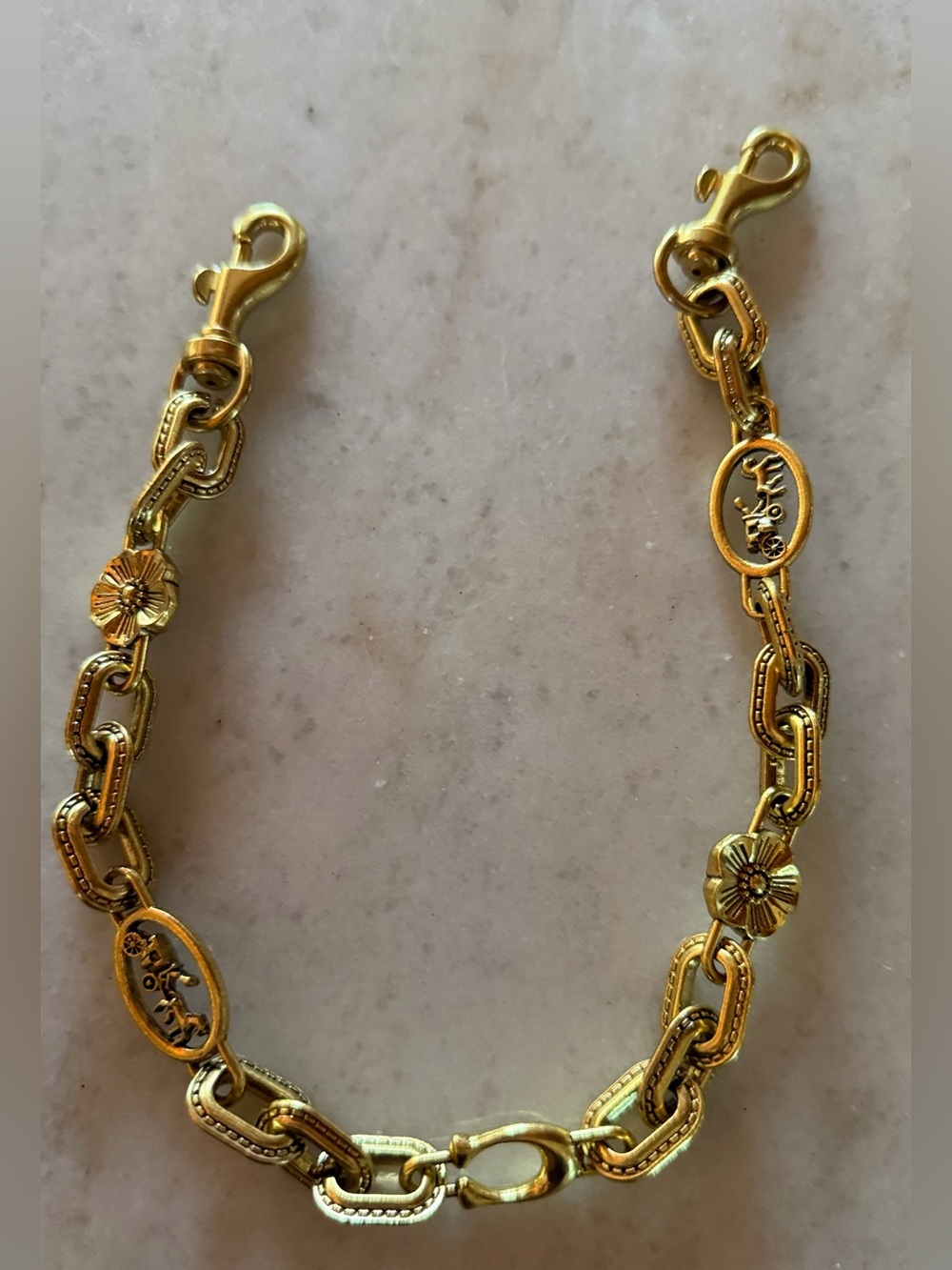 Beautiful Brass tone chain bag charm/ strap extener